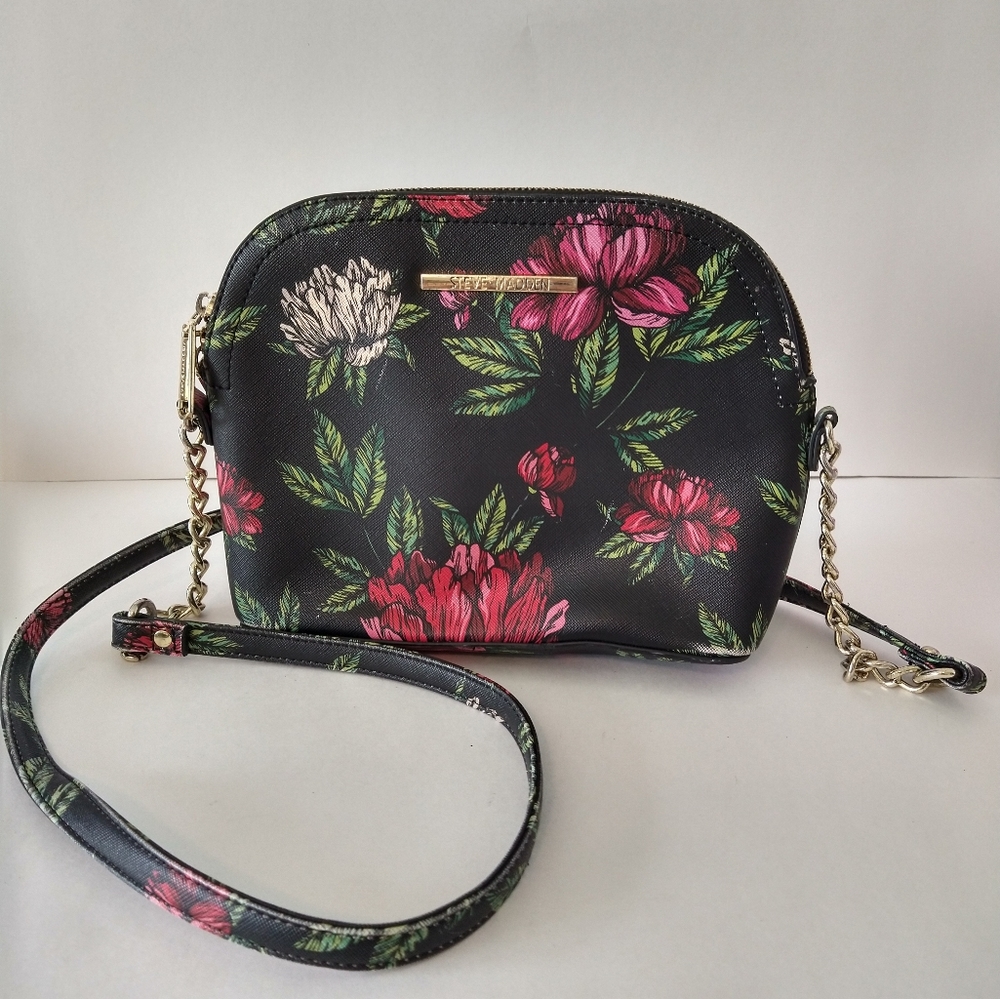 Steve Madden Women's BMaggie Malibu Crossbody Bag Black/Multi With Gold Accents